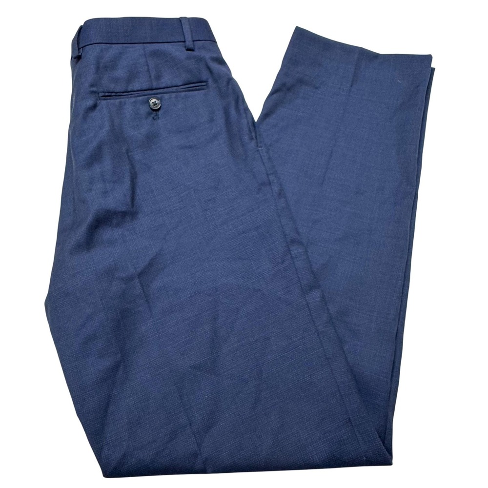 JOS A Bank Wool Dress Pants Mens 33 Waist Blue 100% Wool Flat Front Office 33x33